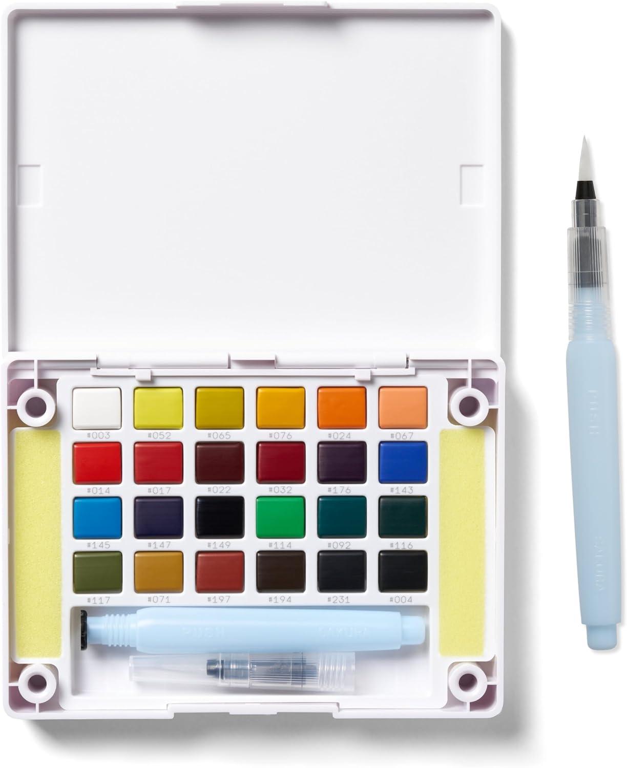 SAKURA XNCW-24N, 24 Assorted Watercolors Field Sketch Set with Brush(Multicolor)