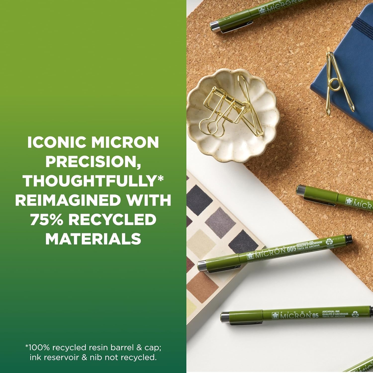 SAKURA Pigma Micron ECO Fineliner – Fineliner Pen Set for Fine Detail Work, Sketching & Illustration – Archival Ink – Precision Tip – Professional Quality – Black – 5 Count
