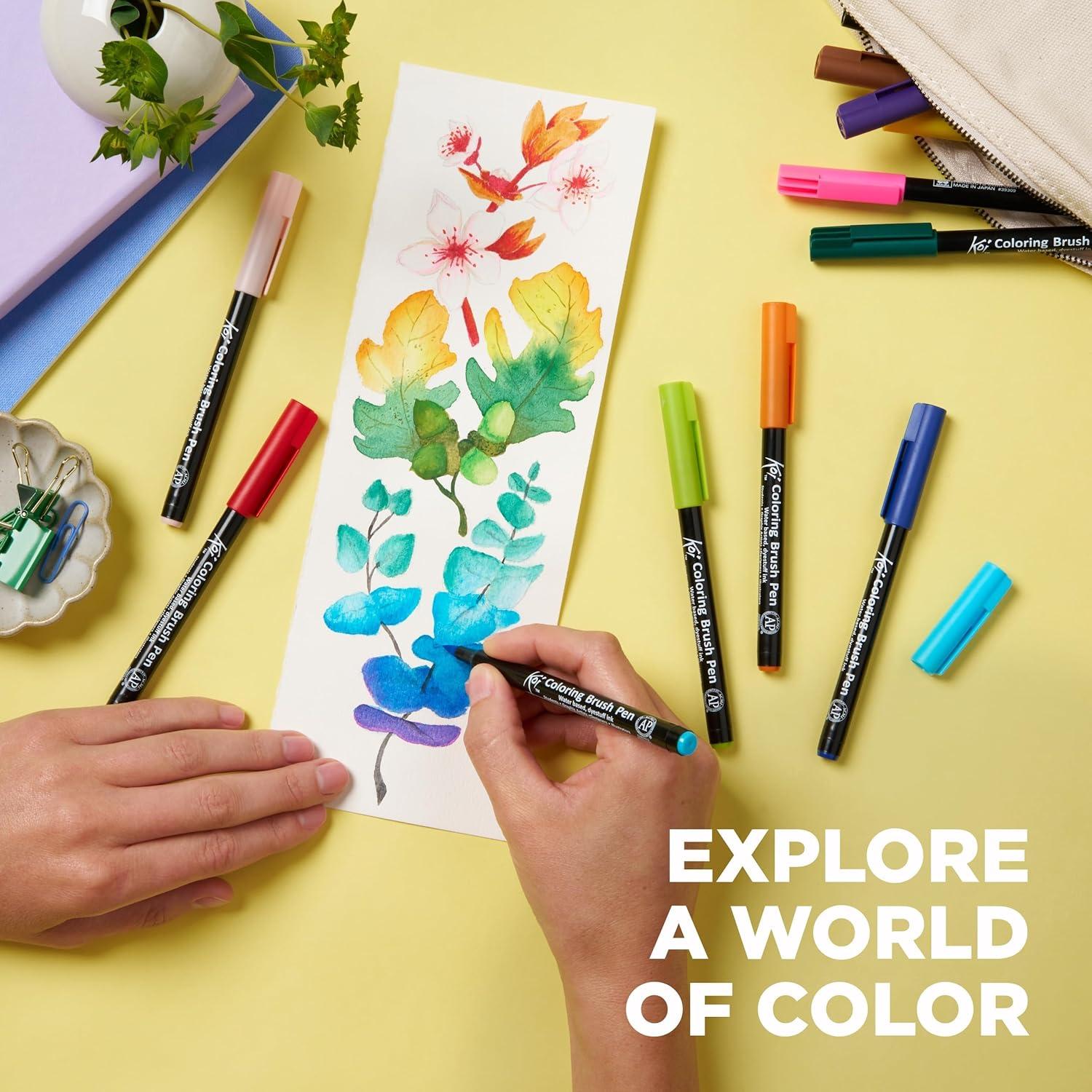 SAKURA XBR-12SA 12-Piece Koi Assorted Coloring Brush Pen Set(24 Color Set)