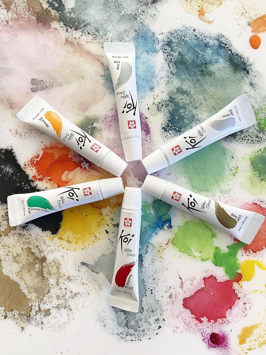 SAKURA Koi Water Color Paint, 5ml Tubes, 24 Colors XMW5L-24SET(12 Colors)