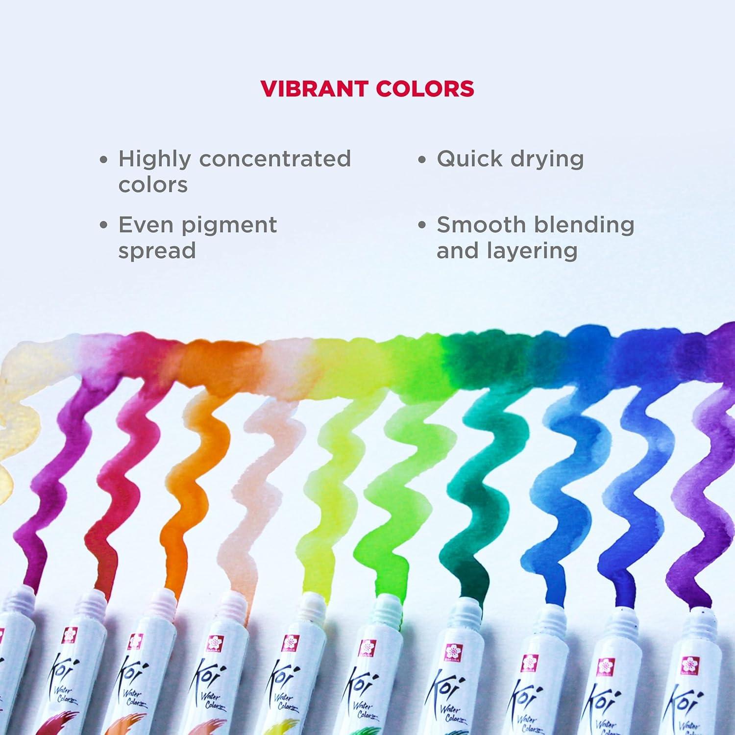 SAKURA Koi Water Color Paint, 5ml Tubes, 24 Colors XMW5L-24SET(12 Colors)