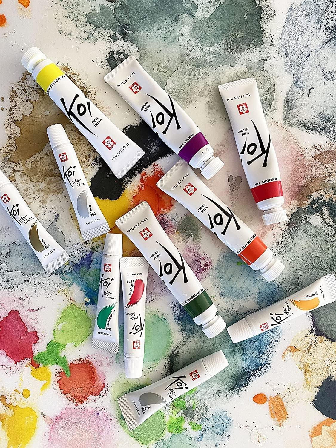 SAKURA Koi Water Color Paint, 5ml Tubes, 24 Colors XMW5L-24SET(12 Colors)