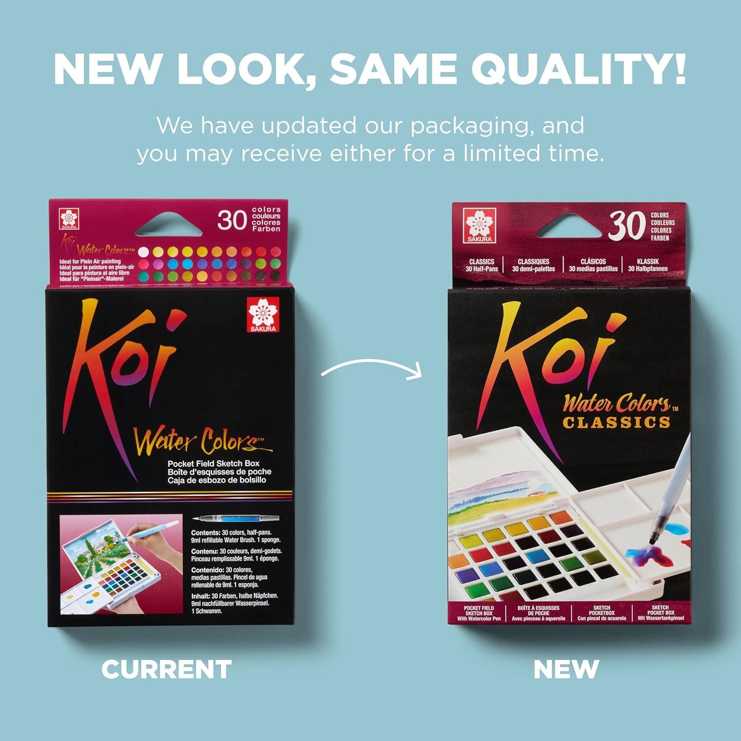 SAKURA Koi Field 30 Assorted Watercolors with Water Brush Sketch Set XNCW-30N(30 Colors)