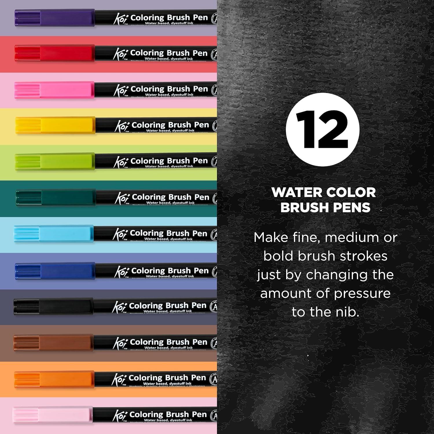 SAKURA XBR-12SA 12-Piece Koi Assorted Coloring Brush Pen Set(12 Color Set)