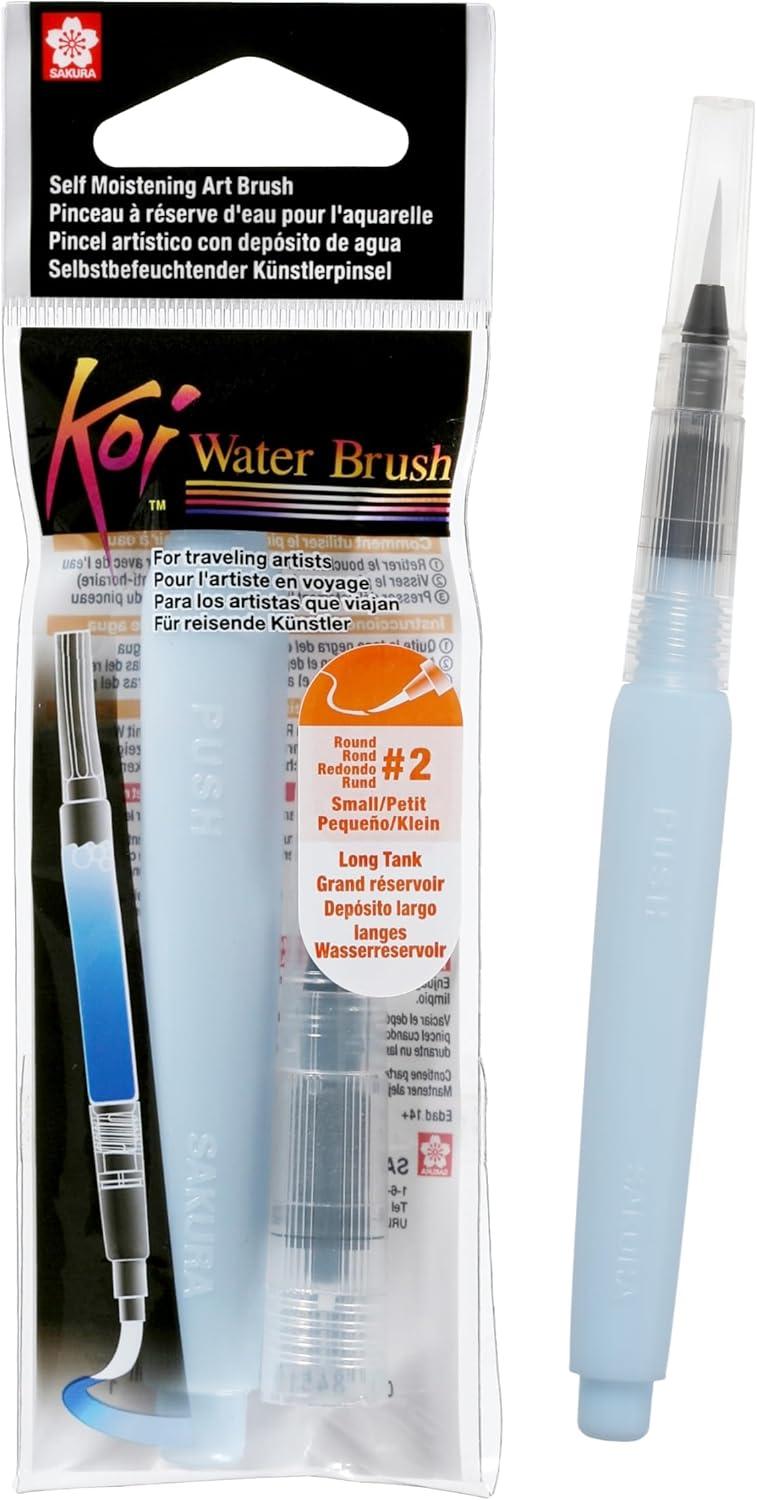 SAKURA Koi Water Color Brush 4-ml Tank, Medium Round Brush 38551(Clear)