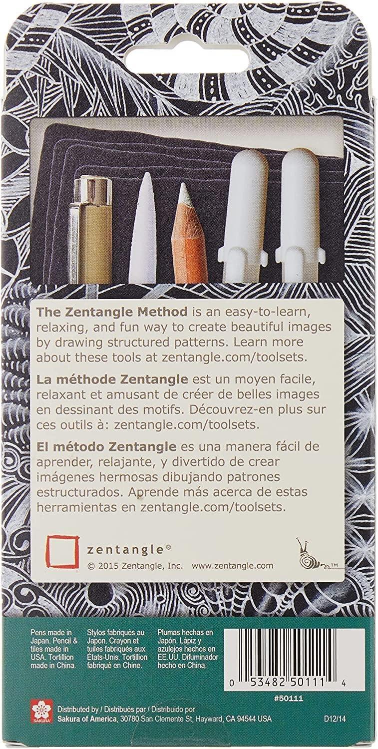 SAKURA #50113 Zentangle 11 Pc Set w/Zendala Round WhiteTiles (4-5/8″ in Diameter), white(10-Piece Set – 3.5″)