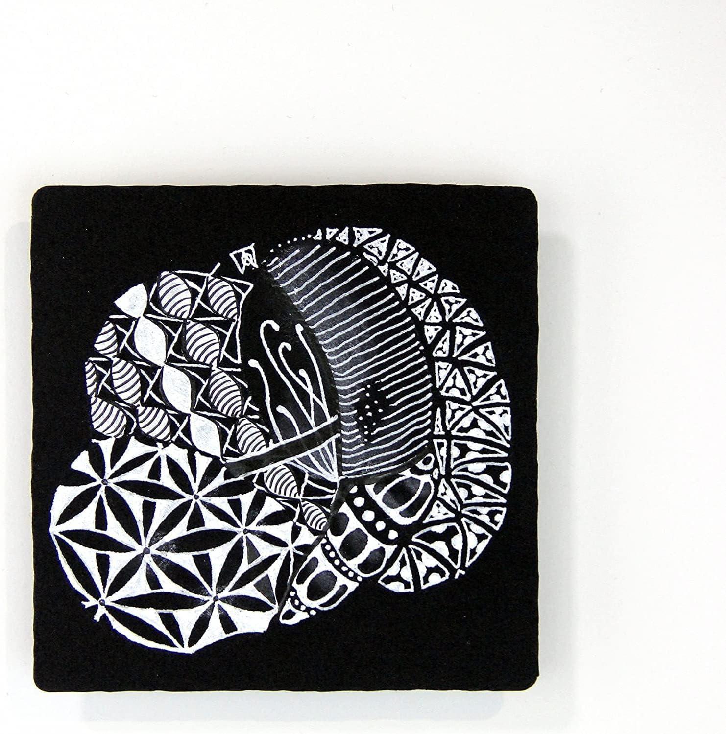 SAKURA #50113 Zentangle 11 Pc Set w/Zendala Round WhiteTiles (4-5/8″ in Diameter), white(10-Piece Set – 3.5″)