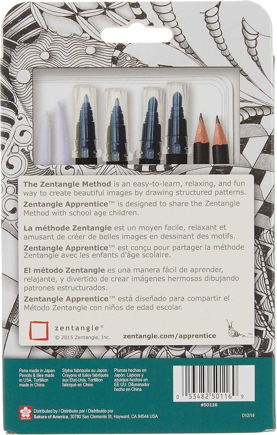 SAKURA #50113 Zentangle 11 Pc Set w/Zendala Round WhiteTiles (4-5/8″ in Diameter), white(18-Piece Apprentice Set – 4.5″)