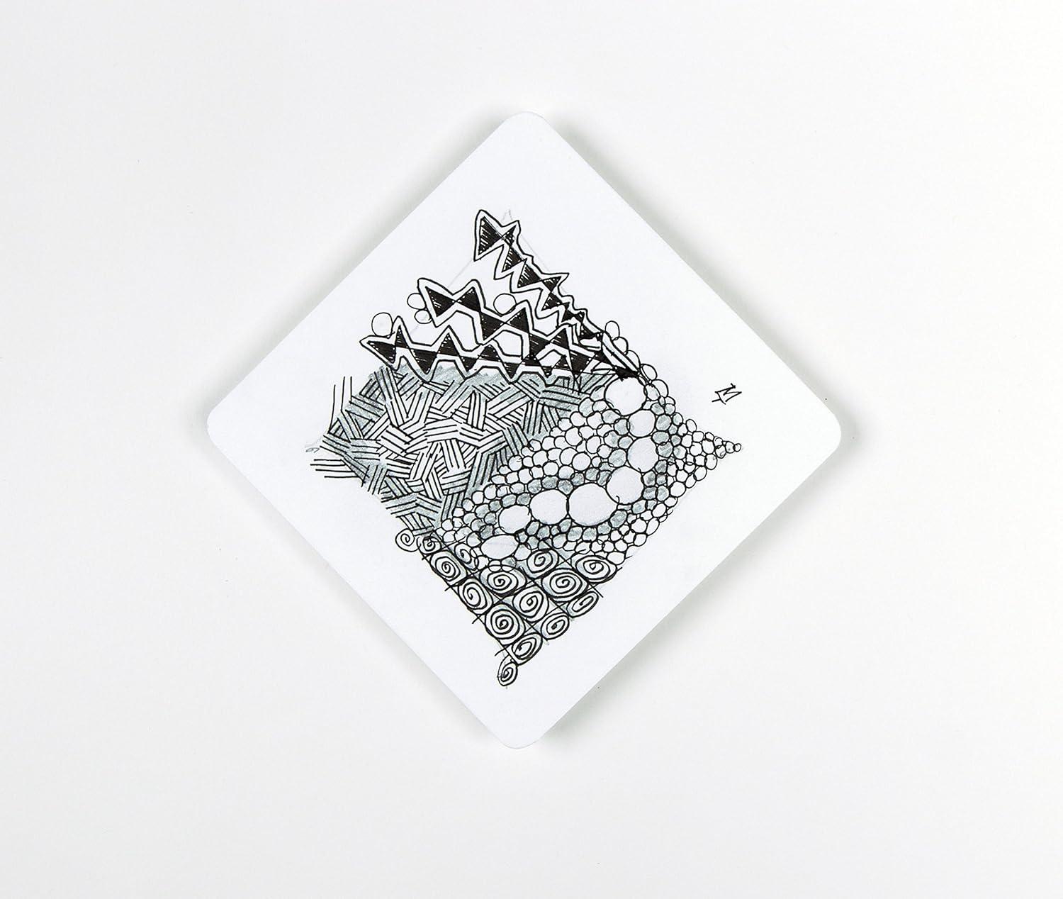 SAKURA #50113 Zentangle 11 Pc Set w/Zendala Round WhiteTiles (4-5/8″ in Diameter), white(18-Piece Apprentice Set – 4.5″)
