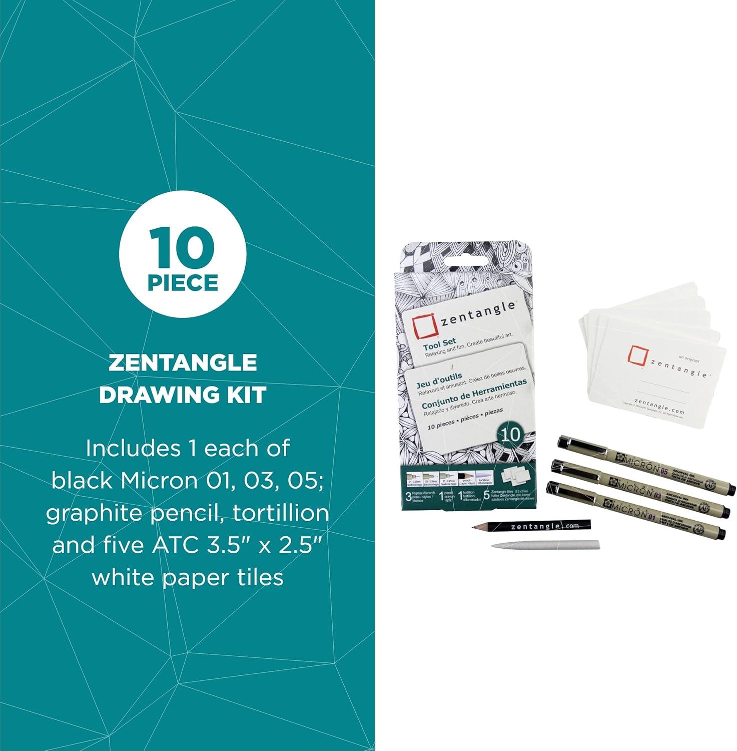 SAKURA #50113 Zentangle 11 Pc Set w/Zendala Round WhiteTiles (4-5/8″ in Diameter), white(1 Count (Pack of 10))