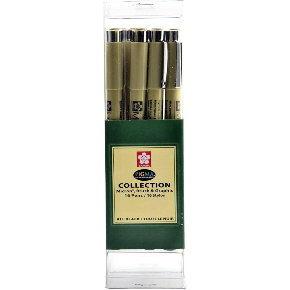 SAKURA Pigma Micron Black Ink Multi-tip Set, 6 Pack(16 Count (Pack of 1))
