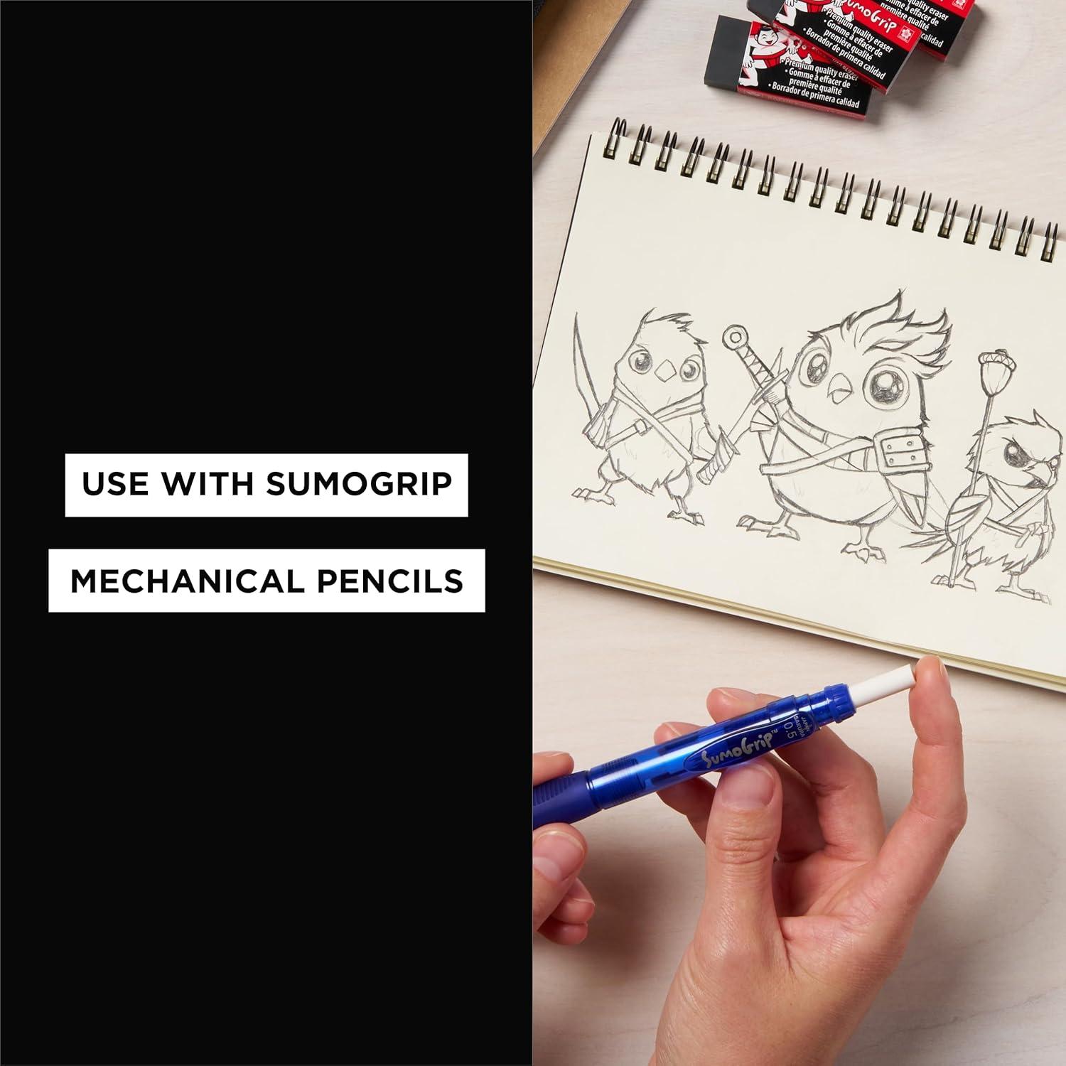 SAKURA 50250 SumoGrip Mechanical Pencil Eraser Refill, 3 / Pack – White(1 Count (Pack of 6))
